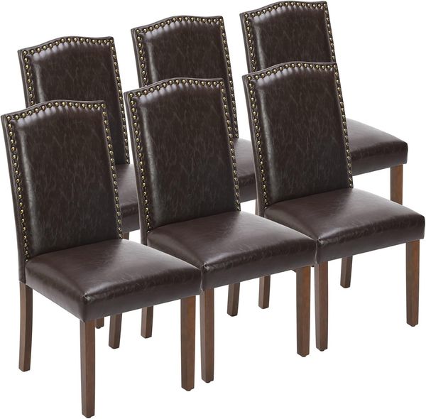 DUMOS Esszimmerstühle 6er Set, Elegant und Schön Modern Stühle Esszimmer, Pu-Leder Gepolstert küchenstühle, Esszimmerstuhl Geeignet für Küche, Wohnzimmer, Schlafzimmer (Dunkelbraun)
