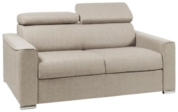 Schlafsofa 2-Sitzer Stoff VIZIR - Beige - Liegefläche: 120 cm - Matratzenhöhe: 18 cm