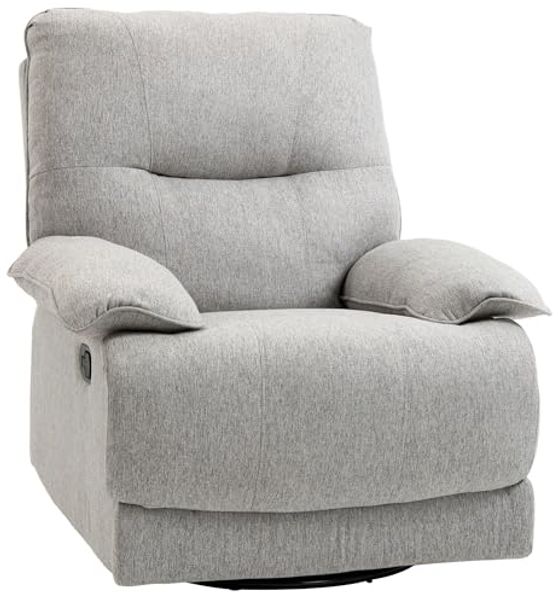 HOMCOM Relaxsessel Recliner Sessel, Stoff Recliner Stuhl mit Beinauflage (Fernsehsessel, 1-St, Liegesessel), für Wohnzimmer, Hellgrau