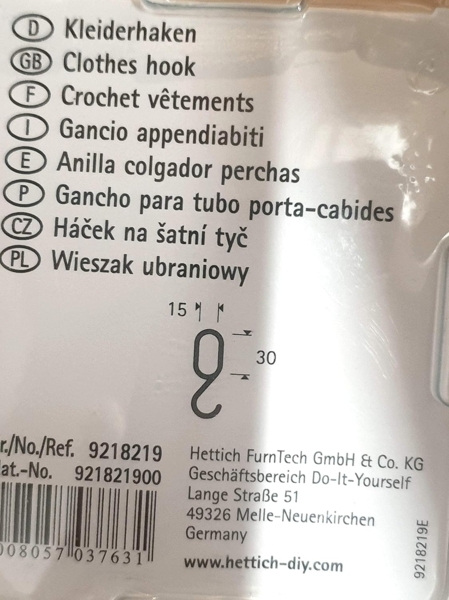 Hettich Kleiderhaken für Schrankrohre Kunststoff, verchromt, 4 Stück Bild 2