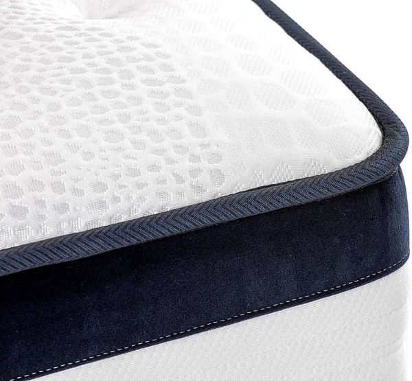 Vente-unique - Set 180 x 200 cm - Bettkasten weiß - Taschenfederkernmatratze 5 Zonen - Kühlender Bezug - Höhe 28 cm - KOROVOU von YSMÉE Bild 7