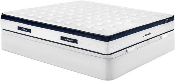 Vente-unique - Set 180 x 200 cm - Bettkasten weiß - Taschenfederkernmatratze 5 Zonen - Kühlender Bezug - Höhe 28 cm - KOROVOU von YSMÉE Bild 6