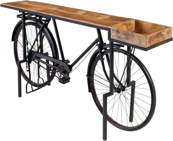 riess-ambiente Konsolentisch BICYCLE 195cm natur / schwarz (Einzelartikel, 1-St), Esszimmer · Massivholz · Metall · Fahrrad-Gestell · Upcycling