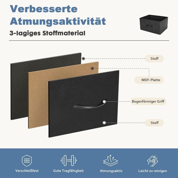 DUMOS Kommode mit Schubladen - Kommoden & Sideboards für Schlafzimmer Geeignet, Komodenschrank mit 9 Schubladen, Stoffkommode mit Stabilem Stahlrahmen, Ideal für Schlafzimmer, Wohnzimmer (Schwarz) Bild 5