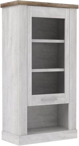 Hängevitrine Durio 10 Pinie weiß 71x137x34 cm Vitrine Wandschrank ohne Beleuchtung