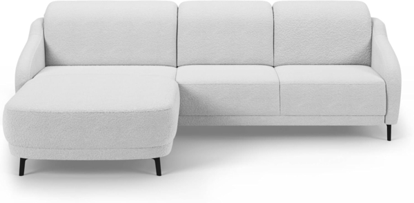 CAVADORE Ecksofa Blue/Moderne Eckcouch mit Longchair, inklusiv Kopfteilverstellung, Vorziehsitz motorisch und mattschwarzen Metallfüßen / 271 x 93 x 191 / Flachgewebe, Mittelgrau Bild 8