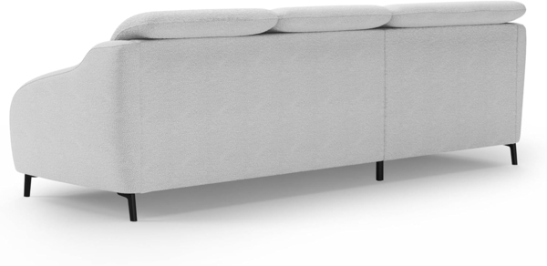 CAVADORE Ecksofa Blue/Moderne Eckcouch mit Longchair, inklusiv Kopfteilverstellung, Vorziehsitz motorisch und mattschwarzen Metallfüßen / 271 x 93 x 191 / Flachgewebe, Mittelgrau Bild 6