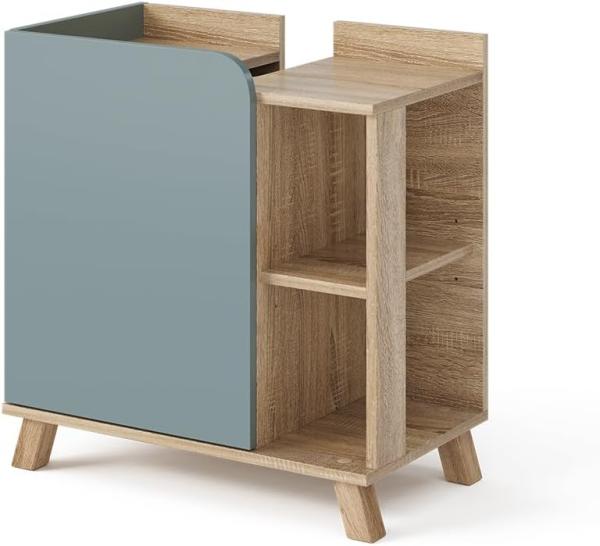 Vicco Waschbeckenunterschrank Karen Sonoma Blau 60 x 65 cm Tür offene Fächer