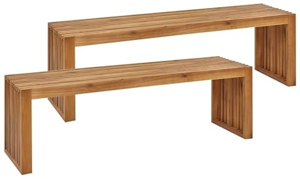 Gartenbänke 2er Set SULZANO 150 cm Akazienholz Heller Holzfarbton