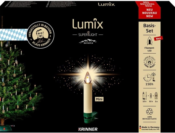 Krinner Superlight Bavaria Mini Flame 12er Set Elfenbein