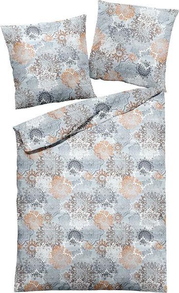 Dormisette Edel Biber Bettwäsche 155x220 Mandala Orient blau silber 2936-50