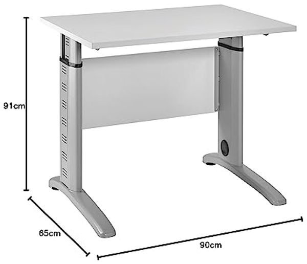 Möbelpartner Till, lichtgrau, Schreibtisch 90 cm breit Bild 2