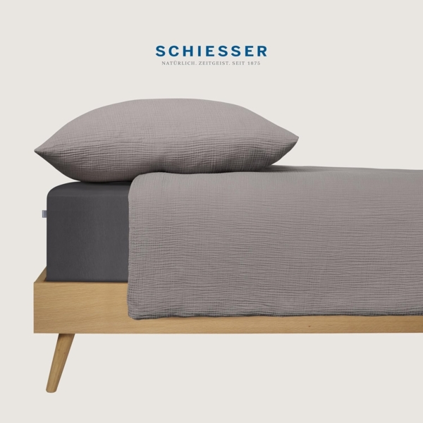 Schiesser Spannbettlaken Elli - 97/3 - 180 x 200 cm - Dunkelgrau Bild 4