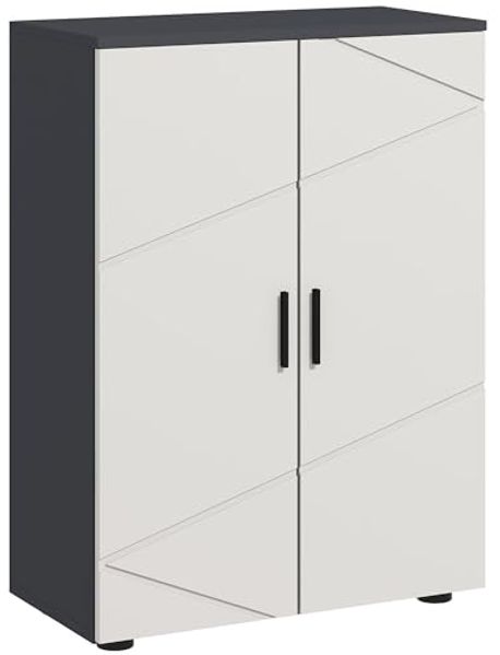 Kleankin Badkommode Badezimmerschrank Beistellschrank mit Doppeltür, Verstellbar Ablagen (Badschrank, 1 St, Aufbewahrungsschrank), für Wohnzimmer 60 x 30 x 82 cm Grau