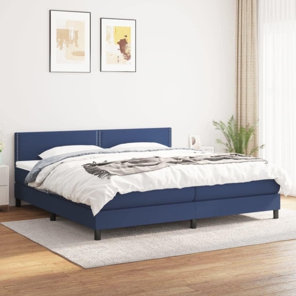 vidaXL Boxspringbett mit Matratze Blau 200x200 cm Stoff, Härtegrad: H2 [3140007]