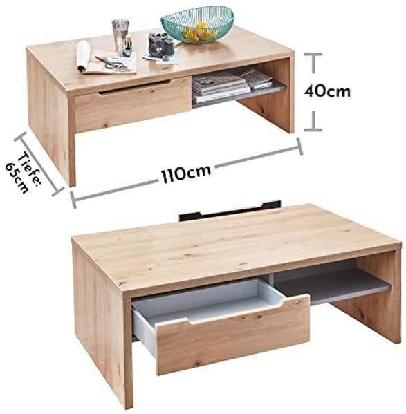 Couchtisch MEMPHIS MDF Artisan Eiche und graphit 110x65 cm Bild 3