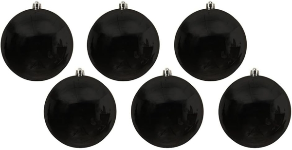 Große Christbaumkugeln Schwarz 6 Stück wetter- & bruchfest Weihnachten 14cm