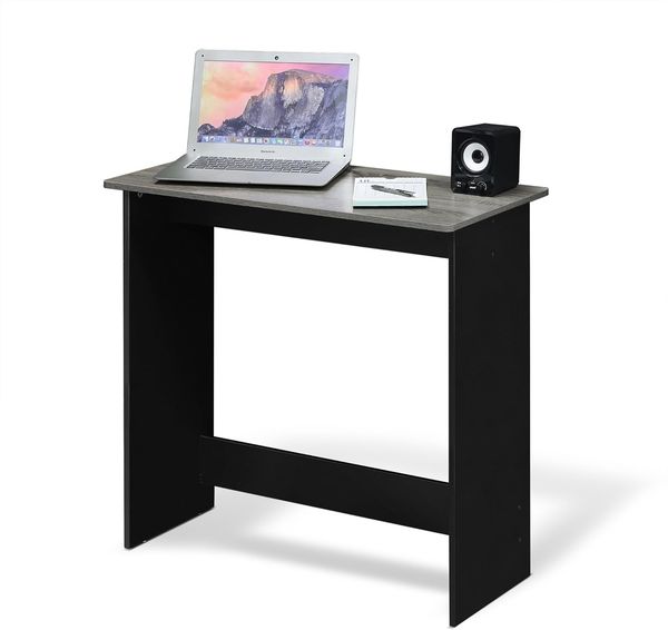 Furinno Simplistic Computertisch/Schreibtisch, Holz, Französische Eiche Grau/Schwarz, 39. 37 x 80 x 75. 57 cm