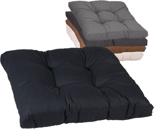Beo Sitzkissen 50x50 cm wasserabweisend für Lounge Gartenmöbel | Made in EU Lounge-Kissen Anthrazit | Stuhlkissen mit hoher Lichtechtigkeit - UV-Ausbleichschutz | Öko-Tex geprüft schadstofffrei