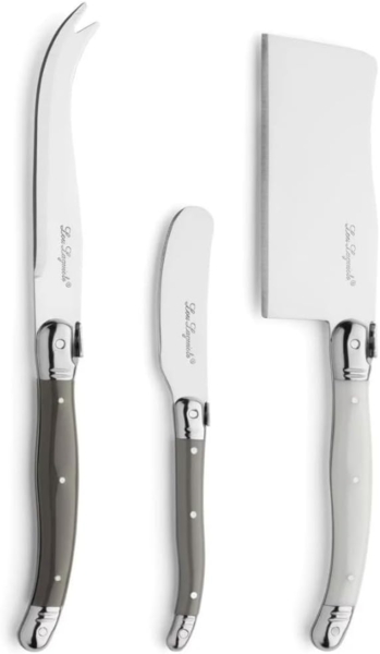 Lou Laguiole TRADITION Käsemesser Set 3-teilig perle, pfeffer, taupe hochglanzpoliert