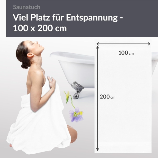 Lashuma Saunatuch Linz, Frottee (1-St), Weißes Badetuch 100x200 cm Baumwolle Bild 4