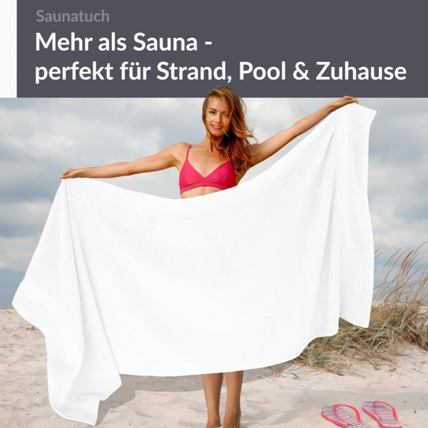 Lashuma Saunatuch Linz, Frottee (1-St), Weißes Badetuch 100x200 cm Baumwolle Bild 3
