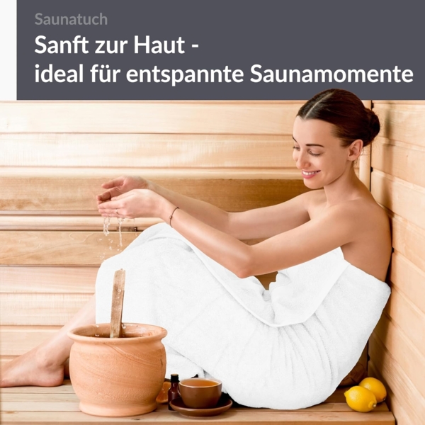 Lashuma Saunatuch Linz, Frottee (1-St), Weißes Badetuch 100x200 cm Baumwolle Bild 5