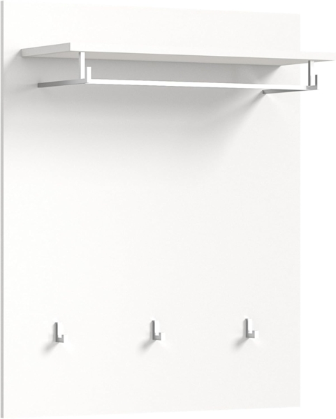 xonox. home Garderobe Solero X7WA9621 Wandgarderobe Garderobenpaneel in Weiß Nachbildung und weiß Hochglanz tiefzieh, ca. B/H/T: 80 x 96 x 25 cm
