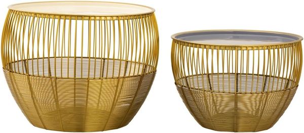 Amagohome Couchtisch Beistelltisch 2er Set Satztisch rund ø 49/41 H 37/29 cm Dekotische Sof Bild 4