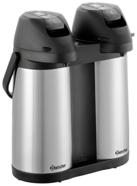 Bartscher Pump-Isolierkanne Doppel-Isolierpumpkanne Duo 1,9L-ST, 2x1,9 Liter, Edelstahl, 190208