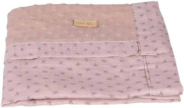 roba Babydecke 'Lil Planet' - 80 x 80 cm - Terry Dots - GOTS zertifiziert - Rosa