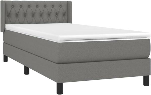 vidaXL Boxspringbett mit Matratze Dunkelgrau 100x200 cm Stoff