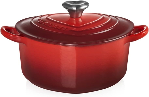Herzbräter Kirschrot Gusseisen Le Creuset Bräter - GasBackofen geeignet, Spülmaschinengeeignet