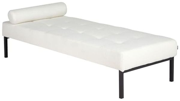 Chaiselongue Bouclé weiß mit Kissen CHINON