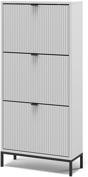 Schuhkipper Eliza Weiß 60 x 130 cm mit 3 Klappschubladen Vicco