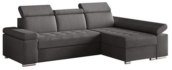MOEBLO Ecksofa LUKA, modernes Schlafsofa, bequemes Sofa mit Liegefunktion, verstellbare Kopfstützen Sofa, Sofa mit Bettkasten, Ecksofa mit eleganten Metallfüßen, gemütliches Sofa für Wohnzimmer, Schlafsofa mit Stauraum, hochwertiges Ecksofa Stoff, mode... Bild 7