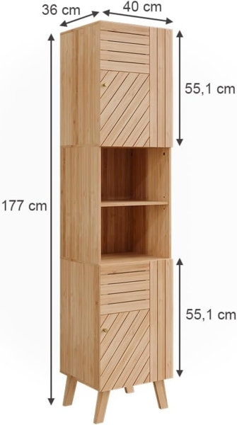Badschrank Lucie Bambus 40 x 177 cm mit 2 Türen Vicco Bild 3