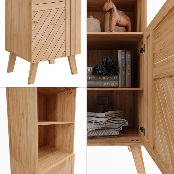 Badschrank Lucie Bambus 40 x 177 cm mit 2 Türen Vicco Bild 6