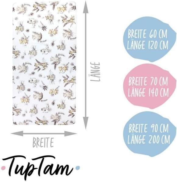 TupTam Spannbettlaken Baby Spannbettlaken Spannbetttuch für Babybett Kinderbett 2er Pack Bild 2