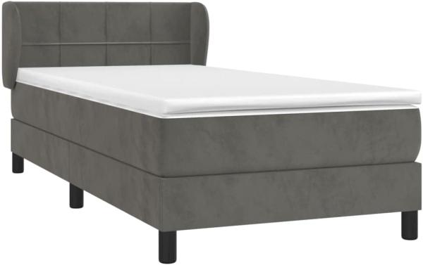 vidaXL Boxspringbett mit Matratze Dunkelgrau 90x190 cm Samt 3127464