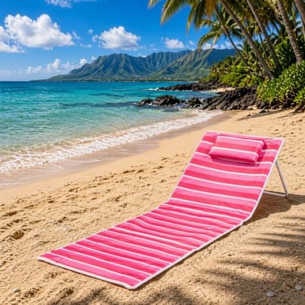 Strandliege Strandmatte Rückenlehne Kissen faltbar L153xB53xH41cm Pink