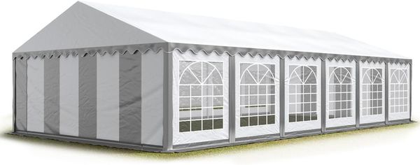 TOOLPORT Partyzelt Festzelt 6x12 m Garten-PavillonZelt ca. 500g-m² PVC Plane in grau-weiß Wasserdicht