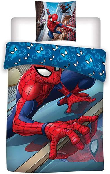 Spiderman City Bettwäsche, 80x80 cm + 135x200 cm 100% Baumwolle
