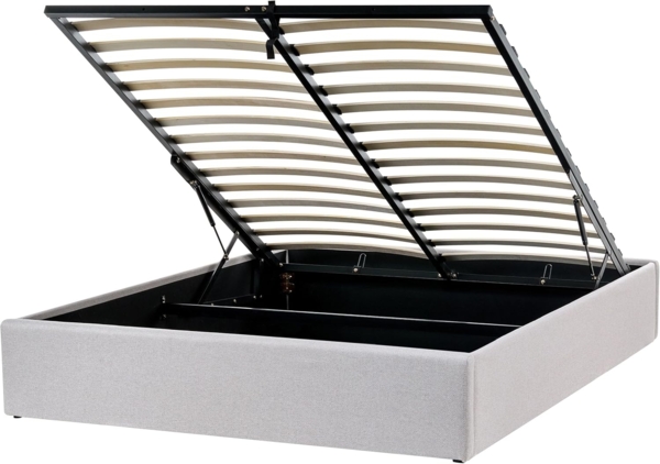 Bett mit Stauraum DINAN 140 x 200 cm Stoff Hellgrau