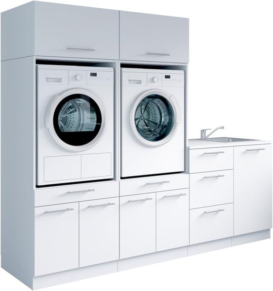 Laundreezy Mehrzweckschrank-Set Laundreezy, 6-tlg. Mehrzweckschrank-Set B/H/T 236/200/68 cm, (6-St), Breite 236 cm, Soft-Close-Funktion, höhenverstellbare Füße
