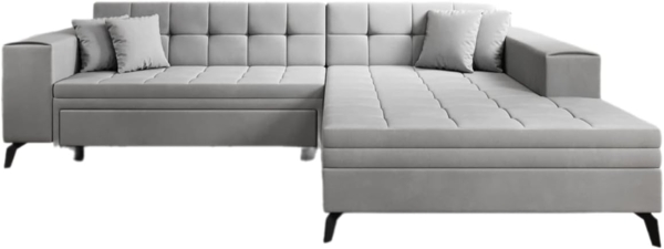 Designer Sofa Frida mit Schlaffunktion Samt Hellgrau Rechts