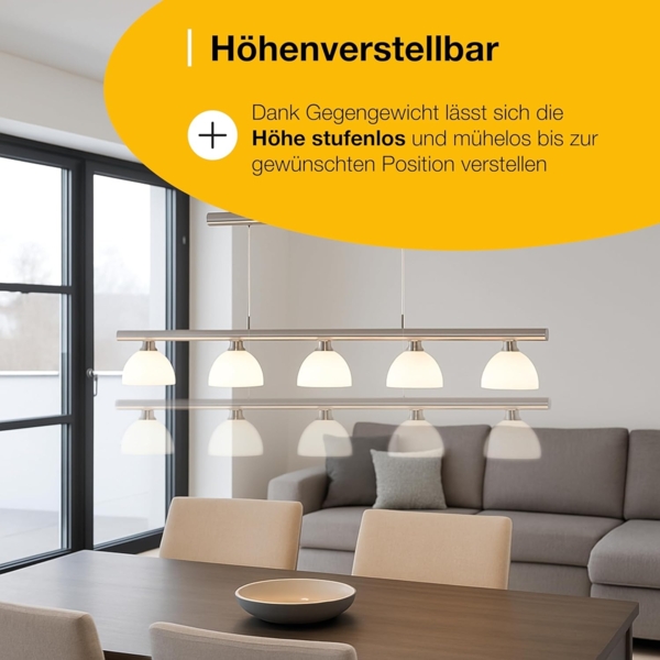 Brilliant Leuchten No. G70573-15 LED Pendelleuchte Tonja 5-flg chrom weiß Bild 6