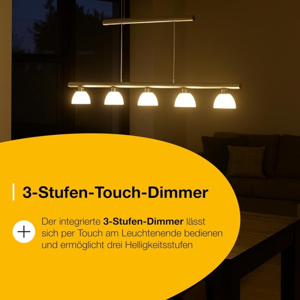 Brilliant Leuchten No. G70573-15 LED Pendelleuchte Tonja 5-flg chrom weiß Bild 5