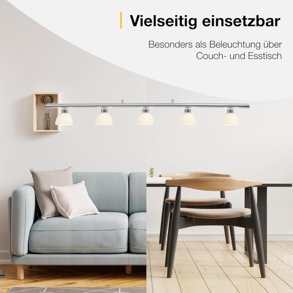 Brilliant Leuchten No. G70573-15 LED Pendelleuchte Tonja 5-flg chrom weiß Bild 7