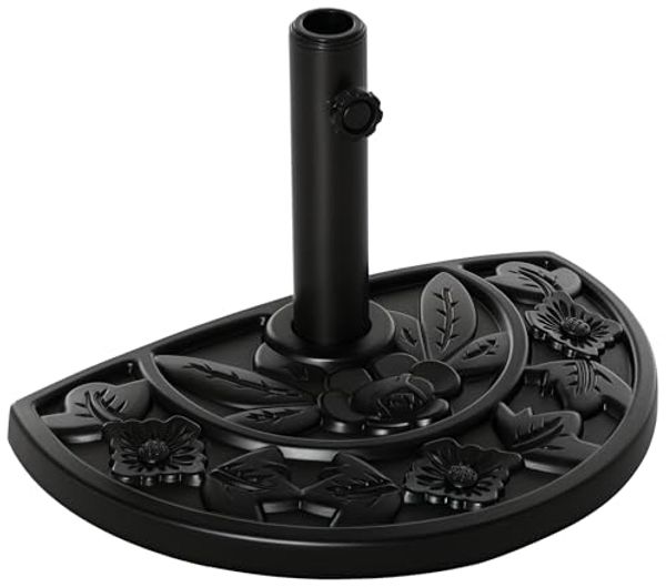 Outsunny Schirmhalter 9kg Sonnenschirmständer mit Blumendesign für Schirmmasten Ø35/38/48mm, für Stöcke bis Ø 48 mm, Gartenschirmfuß, 1 tlg, Schirmständer
